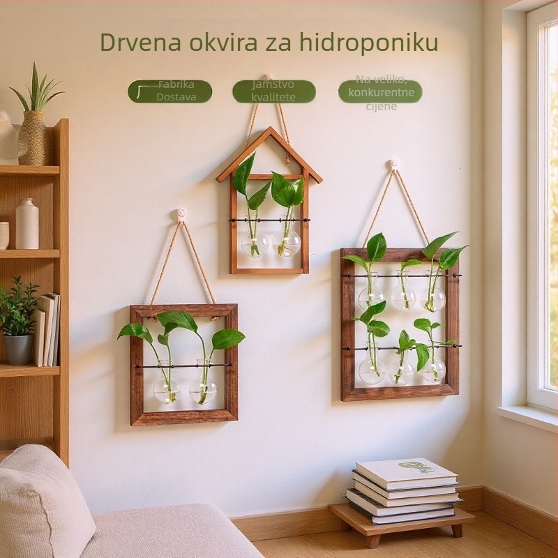 Staklena vaza za zidno vješanje, hidroponske biljke, ručna izrada, polirana površina