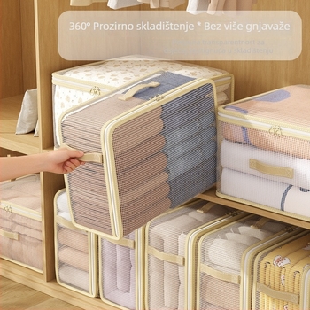 Prozirna PVC skladišna torba, sklopiva kubičnog oblika – četverodijelni organizator za garderobu, putovanja, spavaću sobu i dnevnu sobu