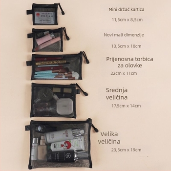 Prozirna mrežasta torbica za kozmetiku, prijenosna, montirana u automobilu, velika kapaciteta za pohranu šminke, japanski stil