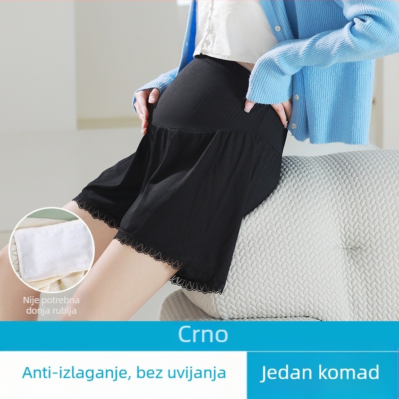 Trudničke sigurnosne šortke 2-u-1, visok pas za podršku trbuha, Ice Silk tkanina, poliestersko-elastanska smjesa, 3/4 dužine