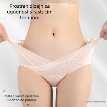 V-oblik pamučne gaćice za trudnoću, niskog struka, visoka elastičnost, produženi međunožje, ženska plus veličina
