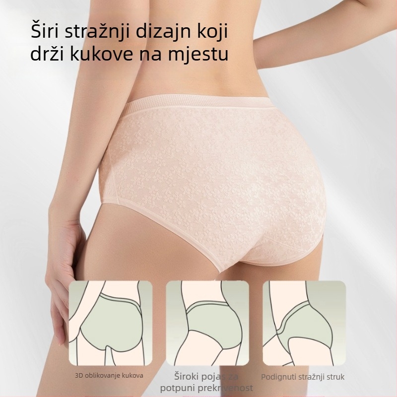 V-oblik pamučne gaćice za trudnoću, niskog struka, visoka elastičnost, produženi međunožje, ženska plus veličina