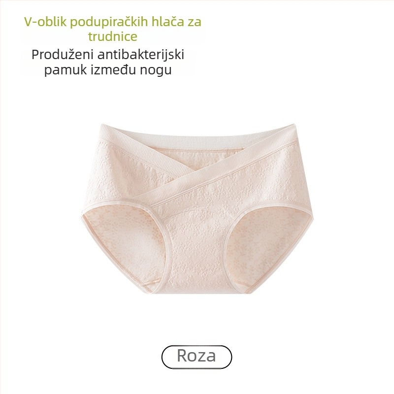 V-oblik pamučne gaćice za trudnoću, niskog struka, visoka elastičnost, produženi međunožje, ženska plus veličina