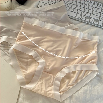 Trudničko donje rublje, Ice Silk tkanina (80-90% najlon), visok struk, prozračno, podstava u preponama 100% pamuk