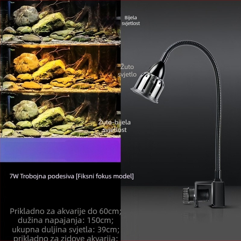 Akvarijski reflektor s promjenjivim intenzitetom i prilagodljivim fokusom, 10W, aluminijska legura, 300 g