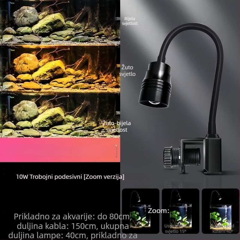 Akvarijski reflektor s promjenjivim intenzitetom i prilagodljivim fokusom, 10W, aluminijska legura, 300 g