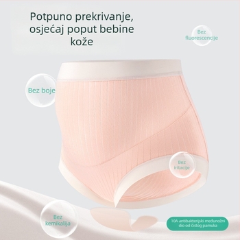 Trudničko donje rublje od pamuka 95–100%, antibakterijsko područje prepona, prozračan, visoka struka, podrška trbuhu