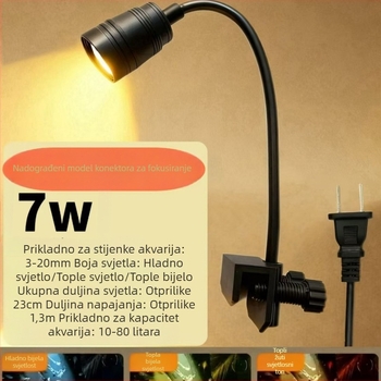Akvariijski reflektor s mogućnošću zumiranja za pejzažno osvjetljenje, aluminijska legura, 7W, za rast biljaka