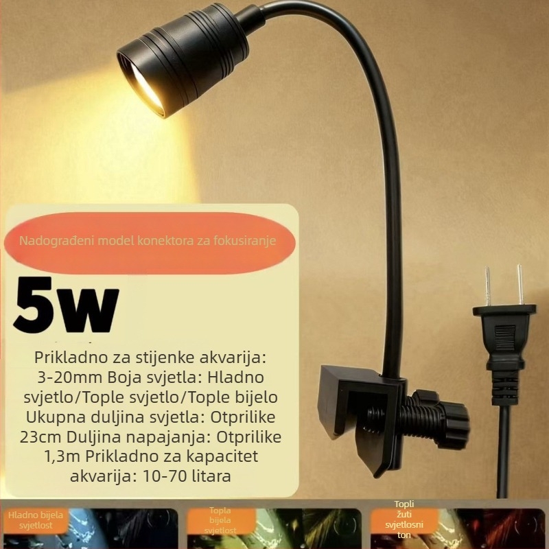 Akvariijski reflektor s mogućnošću zumiranja za pejzažno osvjetljenje, aluminijska legura, 7W, za rast biljaka
