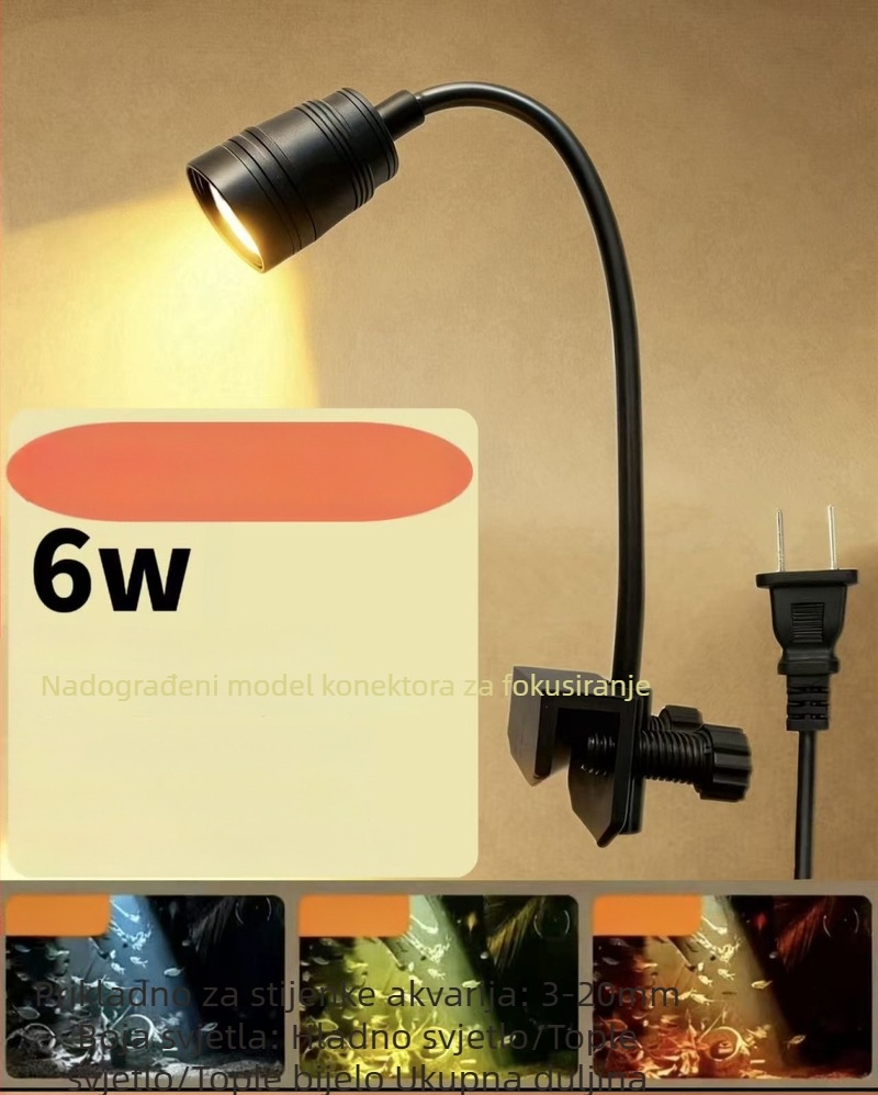 Akvariijski reflektor s mogućnošću zumiranja za pejzažno osvjetljenje, aluminijska legura, 7W, za rast biljaka