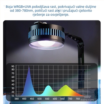 Yee LED svjetlo za akvarij od aluminijske legure, potpuno spektralno za vodene biljke, 35–80W