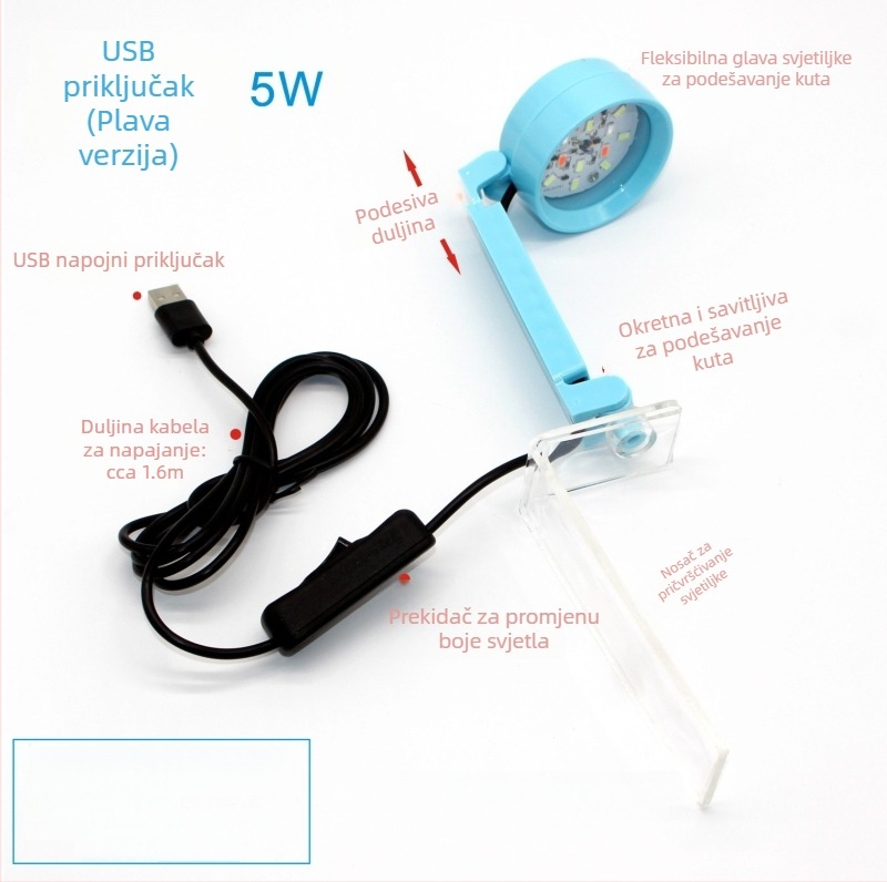 Okruglo keramičko LED svjetlo za akvarij, 5W, ABS kućište, vodootporno