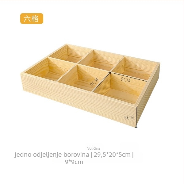 Drvena kutija za pohranu s višestrukim mrežicama, kvadratni pretinci, za stolnu upotrebu, kapacitet 18 L, prilagodljiva, moguć montirati u auto