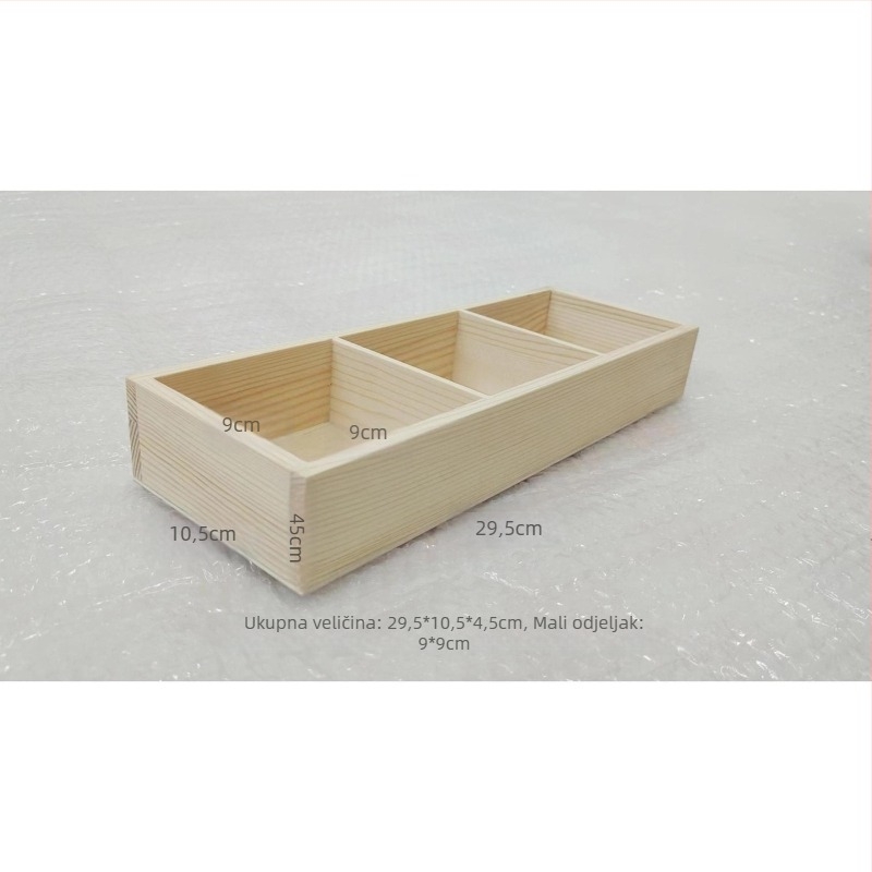 Drvena kutija za pohranu s višestrukim mrežicama, kvadratni pretinci, za stolnu upotrebu, kapacitet 18 L, prilagodljiva, moguć montirati u auto