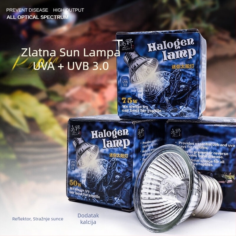 Mala lampa za reptile UVA/UVB 3.0 za suhe i vodene kornjače, kalcij dodatak, 25W