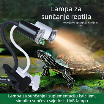 3-u-1 UVB svjetiljka za Kornjače i gmazove u terariju – ABS materijal, 25W, grijanje i sterilizacija, svjetiljka sa stegom
