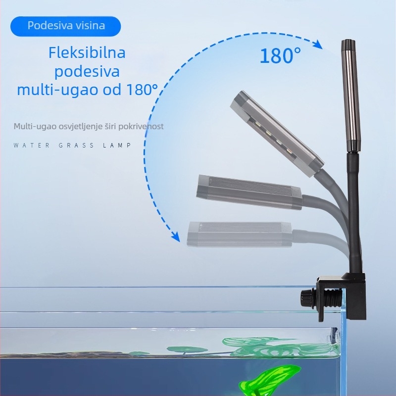 LED klip svjetlo za akvarij, tijelo od aluminijske legure, 15W, spektar punog spektra