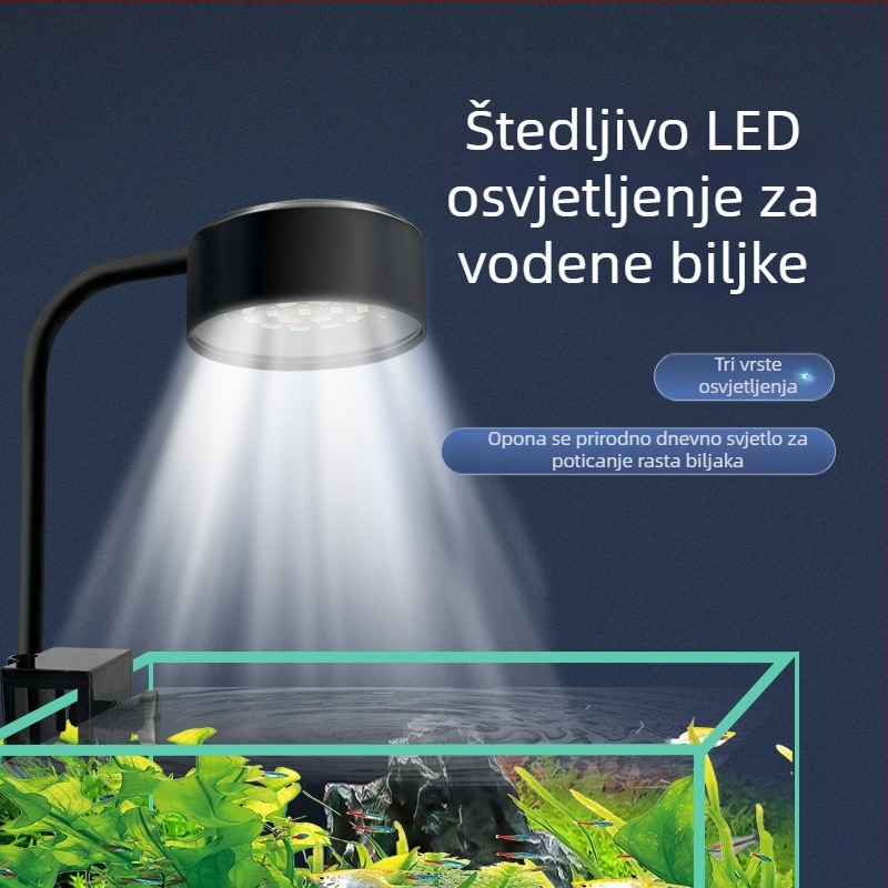 LED USB klips lampica za akvarij — stolna upotreba, ABS + metalni zavoj, 8W LED rasvjeta
