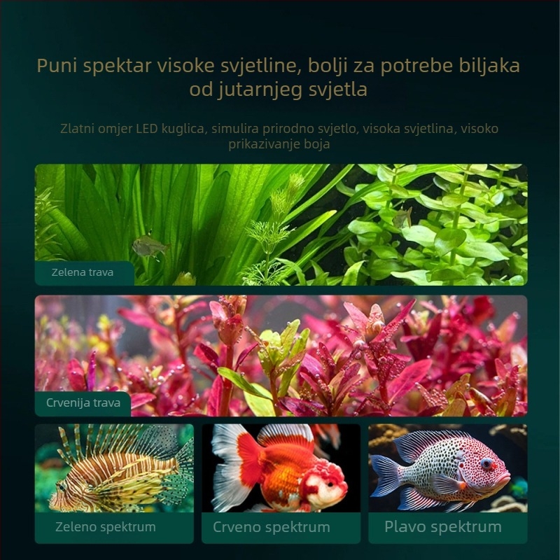 LED rasvjeta za akvarij s vodnim biljkama — potpuno spektrum, 10W, aluminijska legura, vremenski tajmer