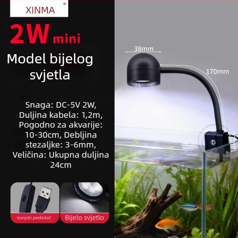 Xinma USB klips svjetlo za akvarij s punim spektrom (2W, PVC)