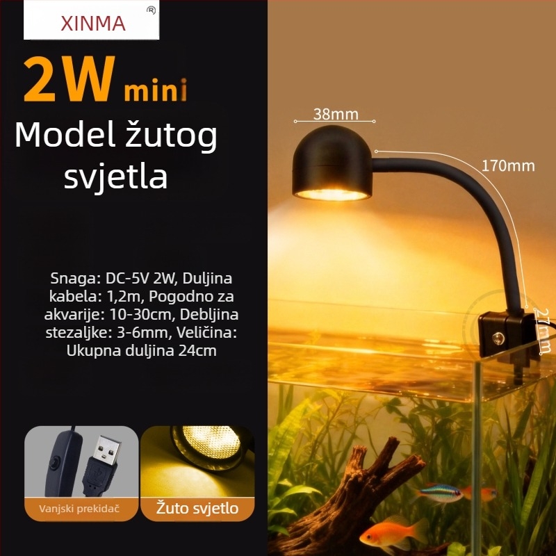 Xinma USB klips svjetlo za akvarij s punim spektrom (2W, PVC)