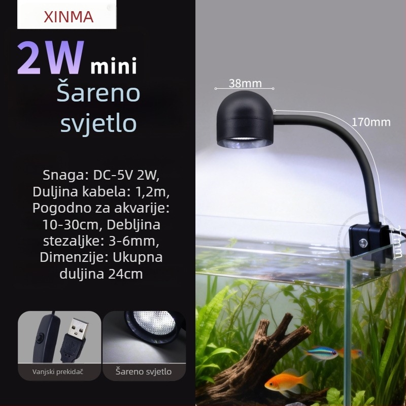 Xinma USB klips svjetlo za akvarij s punim spektrom (2W, PVC)
