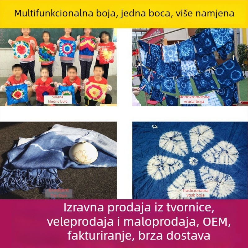 Tie-Dye DIY Set za Djecu, Tekuće boje u staklenkama s mineralnim pigmentima, Bez kuhanja, Kapacitet 50, Marka Tips
