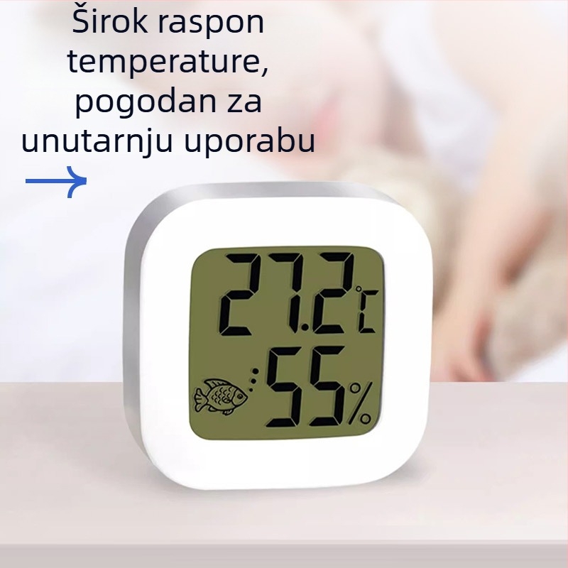Akvariumski termometar, vodootporan, visoka preciznost, dvostruki digitalni zaslon, zidni, vanjski senzor za temperaturu i vlagu