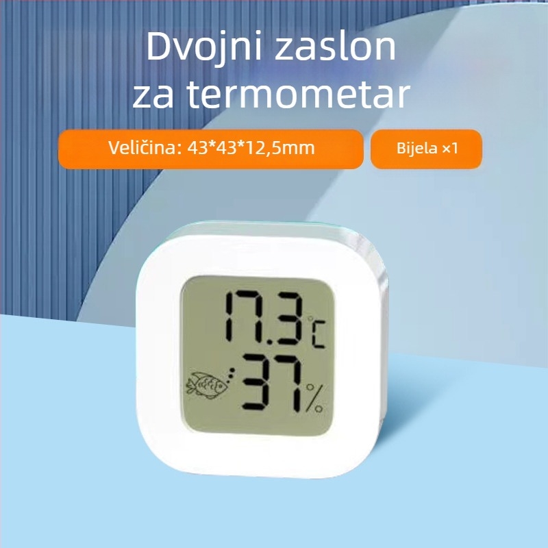 Akvariumski termometar, vodootporan, visoka preciznost, dvostruki digitalni zaslon, zidni, vanjski senzor za temperaturu i vlagu