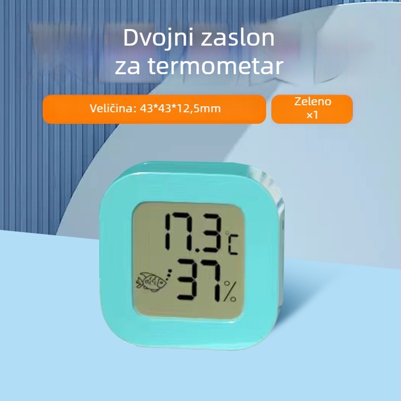 Akvariumski termometar, vodootporan, visoka preciznost, dvostruki digitalni zaslon, zidni, vanjski senzor za temperaturu i vlagu