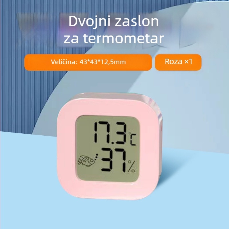 Akvariumski termometar, vodootporan, visoka preciznost, dvostruki digitalni zaslon, zidni, vanjski senzor za temperaturu i vlagu