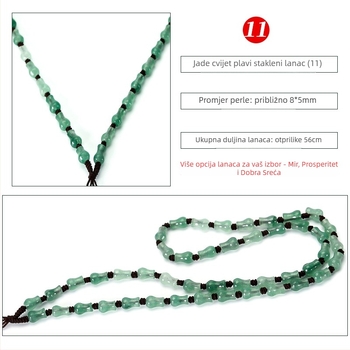 Ogrlica od nefritnih perlica — ručno tkan lanac, 800 srebrna čistoća, mogućnost prilagodbe