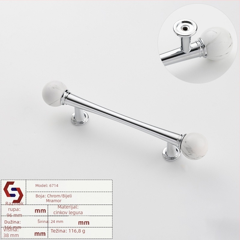 Drška za namještaj za ormariće i ladice; od cinkovog legura + orahovo drvo; model Leadshi 6714; stil Novi kineski; završni sloj elektroplatiranje; pogodna za vrata ormarića i ladice