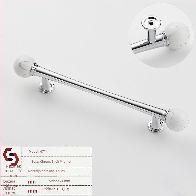 Drška za namještaj za ormariće i ladice; od cinkovog legura + orahovo drvo; model Leadshi 6714; stil Novi kineski; završni sloj elektroplatiranje; pogodna za vrata ormarića i ladice