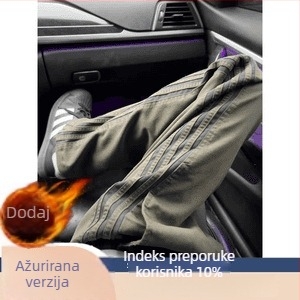 Muške casual cargo hlače s fleecem iznutra, straight kroj, srednje visok pojas, detalj s tri pruge, poliester