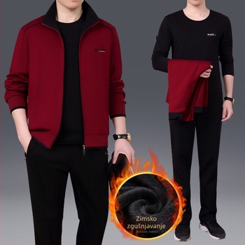 Unisex zimski sportski komplet, pamuk tkanina, polo ovratnik, debeli fleece podstava