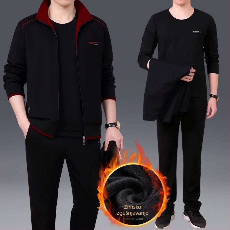 Unisex zimski sportski komplet, pamuk tkanina, polo ovratnik, debeli fleece podstava