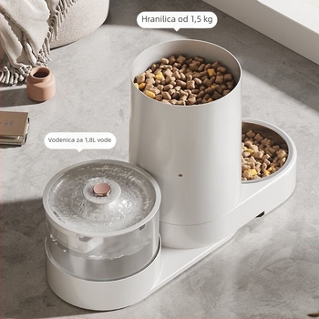 Dvije u jednom: zdjela za hranu i cirkulirajući vodeni dispenser za mačke — staklo, model HBD0221, marka Yellow White Bean