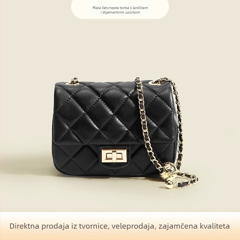 PU torba preko ramena s kvadratnim uzorom u dijamantnom dizajnu, magnetsko zatvaranje, unutarnja džep s patentom, unutarnji patch džep, Yiming Leather