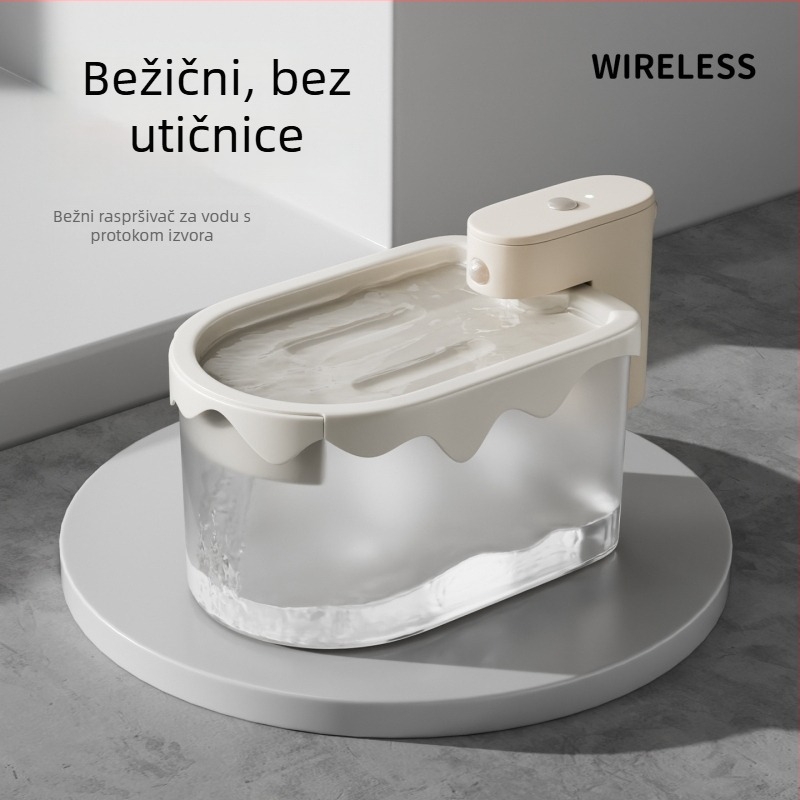 Bežični fontan za mačke – posuda za vodu u obliku sladoleda, razdvajanje vode i struje, pametan dizajn