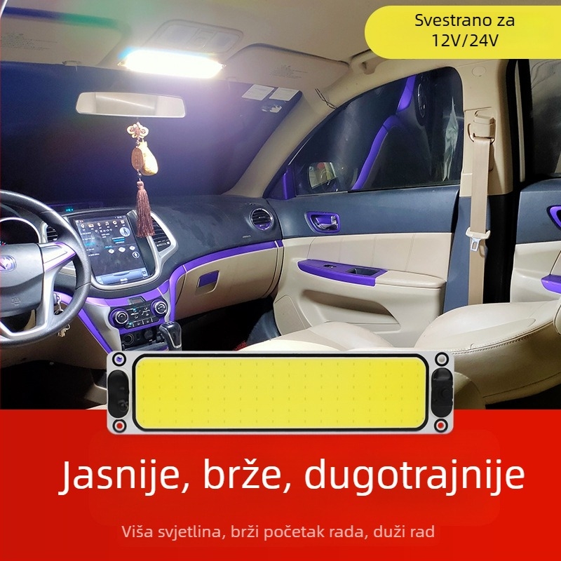 Unutarnja COB LED svjetiljka za čitanje u automobilu, 15W, 12–60V, aluminijska ploča, bijela svjetlost