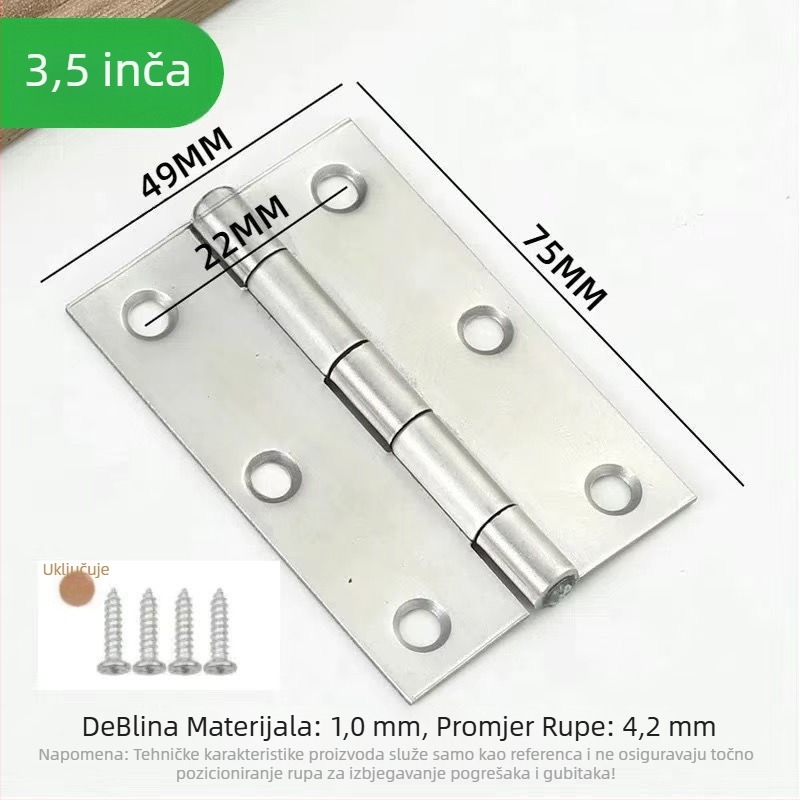 Panti od nehrđajućeg čelika za ormare, vrata i prozore; tip: kartni tip zgloba; model: zadani
