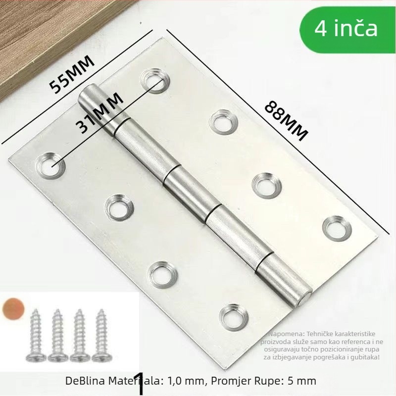 Panti od nehrđajućeg čelika za ormare, vrata i prozore; tip: kartni tip zgloba; model: zadani