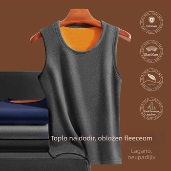 Muški termalni prsluk s fleece podstavom – bez rukava, bazni sloj, okrugli ovratnik, 95–100% poliestera, srednja gustoća 181–200 g/m², lansiranje jeseni 2025