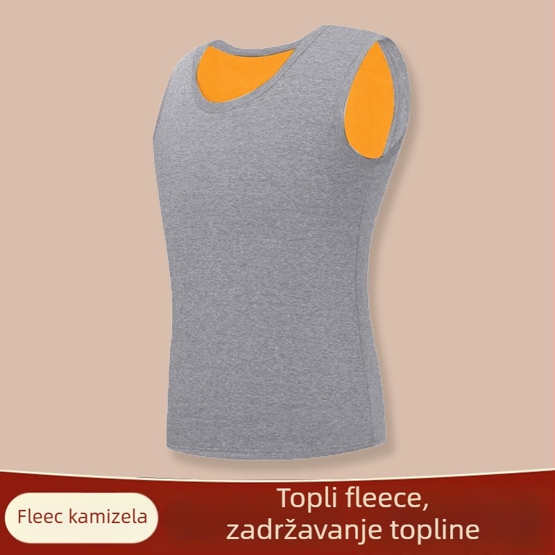 Muški termalni prsluk s fleece podstavom – bez rukava, bazni sloj, okrugli ovratnik, 95–100% poliestera, srednja gustoća 181–200 g/m², lansiranje jeseni 2025