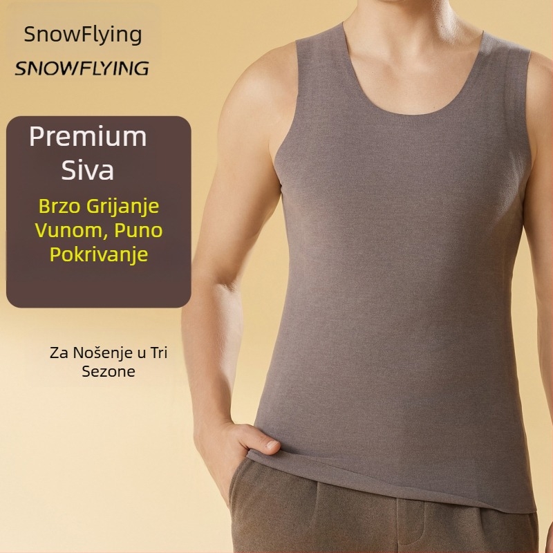 Bezšivna vunena termo vesta – Y-oblik bazni sloj, ekstra debela 401–500 g/m², okrugli ovratnik, zima