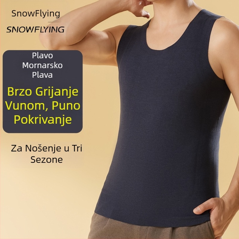 Bezšivna vunena termo vesta – Y-oblik bazni sloj, ekstra debela 401–500 g/m², okrugli ovratnik, zima