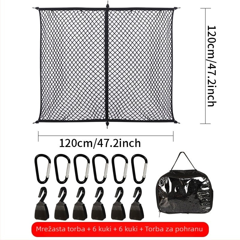 Tekstovna mreža za prtljažnik automobila – elastična mreža za skladištenje, viseći tip, univerzalna kompatibilnost, prilagodljiva, otporna na tlak