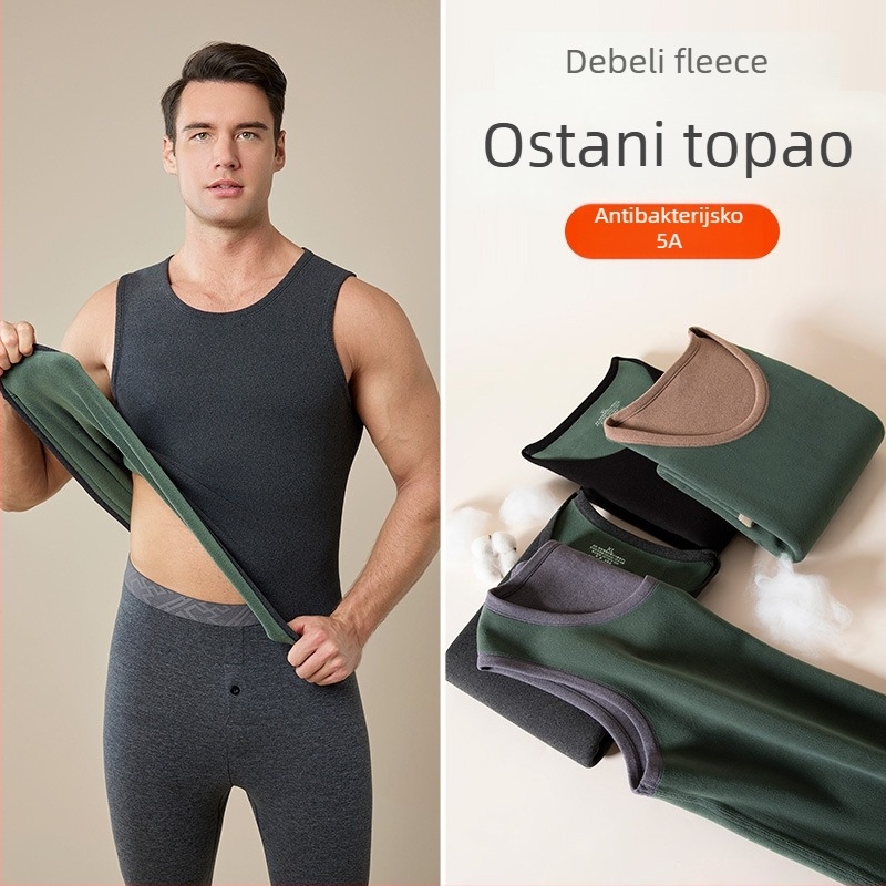 Muški termalni prsluk s flis podstavom, ekstra debela tkanina, 90–95% poliestera, antibakterijske i toplinske karakteristike