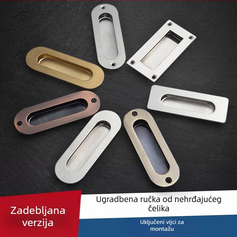 Nevidljiva ručka za ormar od nehrđajućeg čelika – za vrata i ladice, brušeni završetak, elektroplatiranje, moderni minimalistički stil